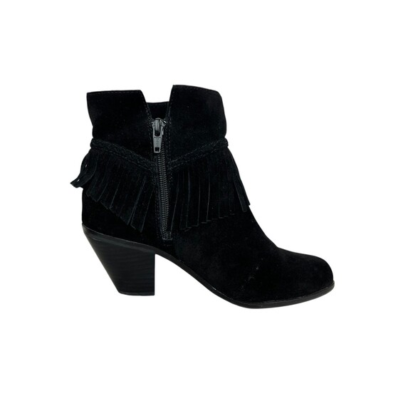 Gianni Bini Fringed Black Suede Ankle Booties Size 6.5 Western Boho Cowgirl - Picture 3 of 11